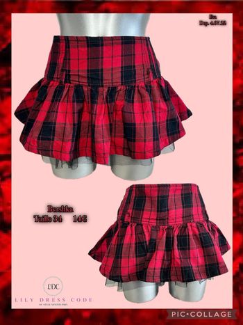 🍒 Mini-jupe à carreaux rouges & noirs Bershka – Taille 34 SOLDE-70% 🍒