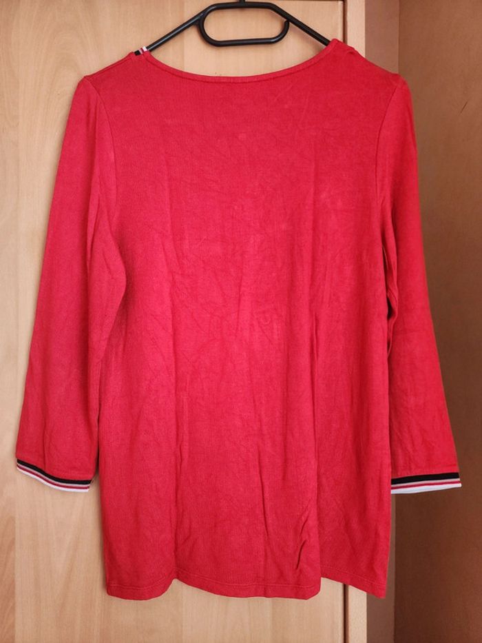 Pull col V rouge et manches 3/4 Grain de Malice T.36/S - photo numéro 2
