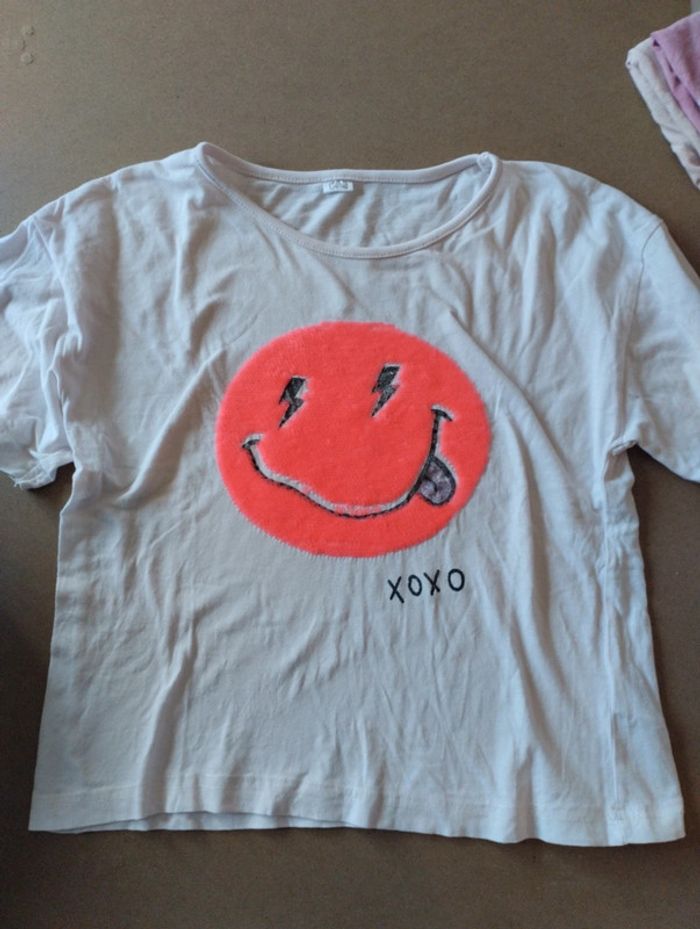 Tee shirt sequin Smiley 134/140 cm - photo numéro 3