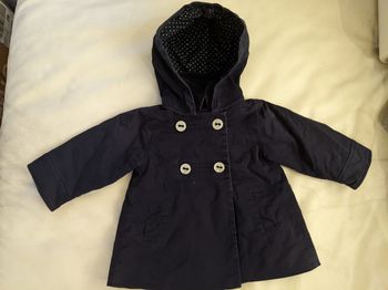 Trench veste parka à capuche Jacadi 12 mois 74 cm bleu marine