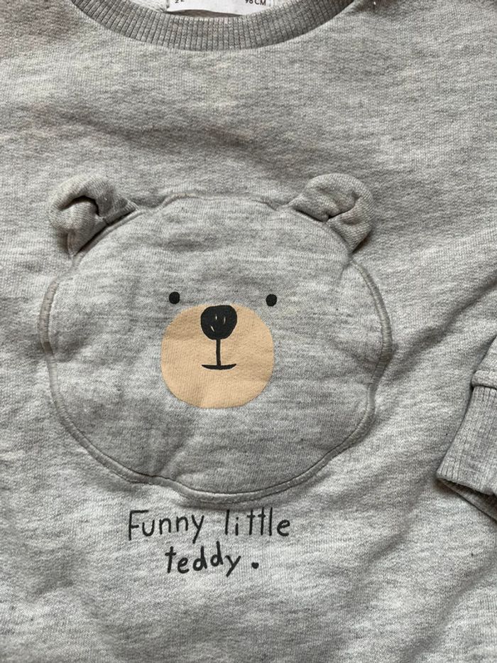 sweat gris motif ours mango - 3 ans (36 mois) - photo numéro 2