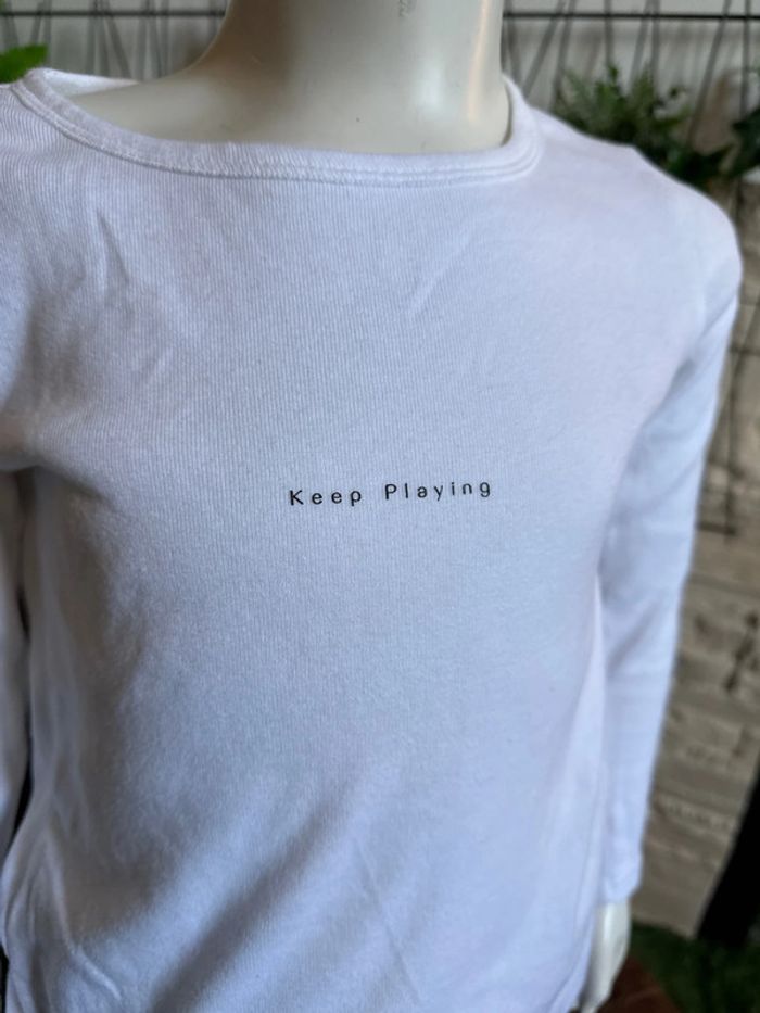 T-shirt manches longues blanc garçon 6 ans - photo numéro 2