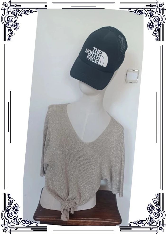 Joli pull fin doré à nouer taille S/M - photo numéro 3