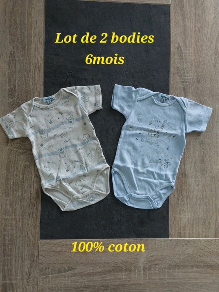 Lot de 2 bodies manches courtes 👦 Petit Béguin 💯% coton 6mois