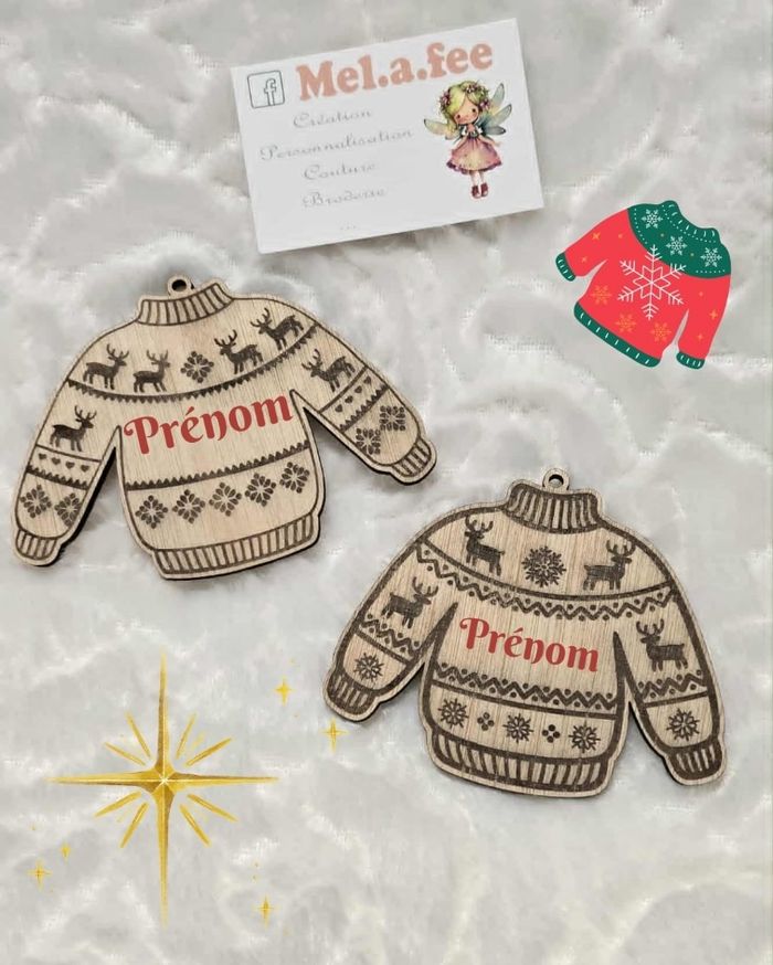 Boule en bois pull de noel