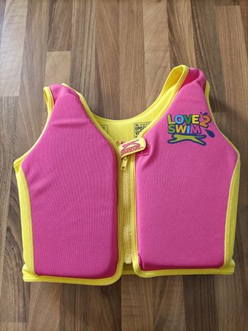 Gilet flottaison rose et jaune 18-30 kg