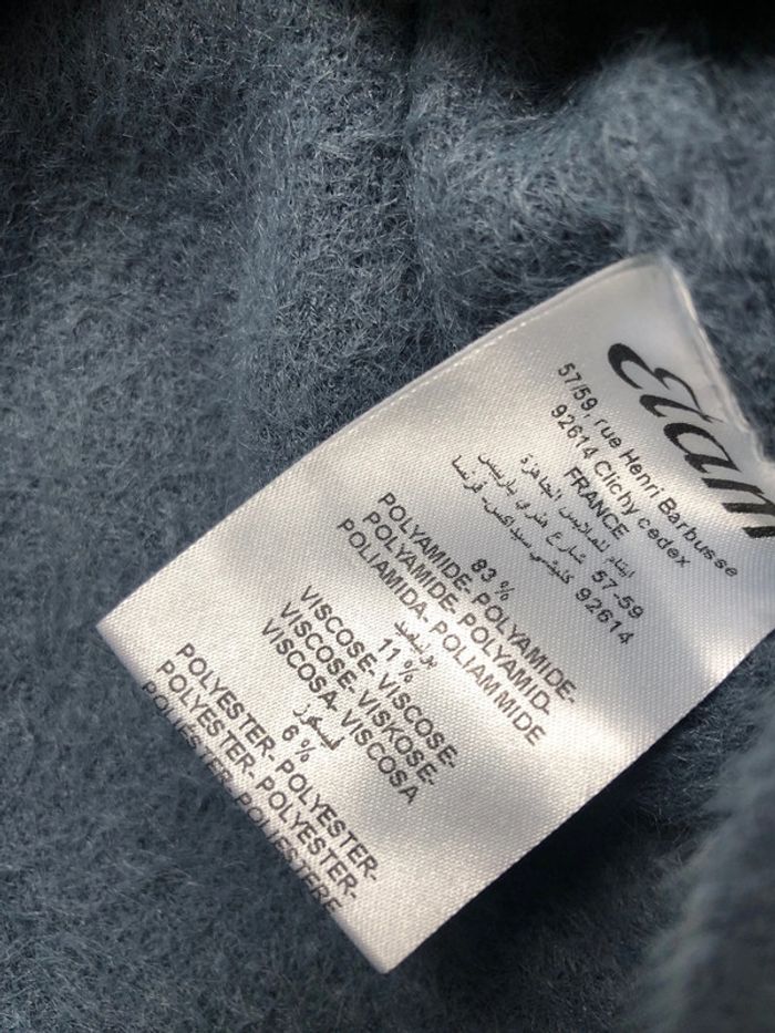 Pull col rond Etam bleu gris taille S duveteux - photo numéro 5