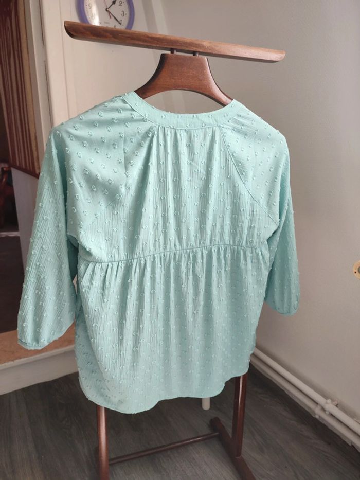 Chemisier type blouse cache cache vert pastel - photo numéro 3