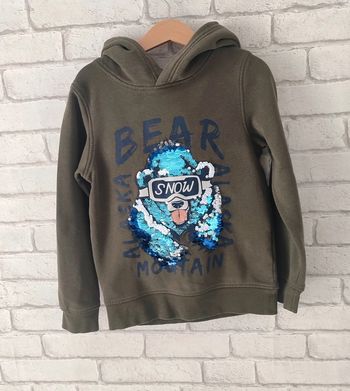 Sweat kaki à paillettes magiques - Taille 8 ans