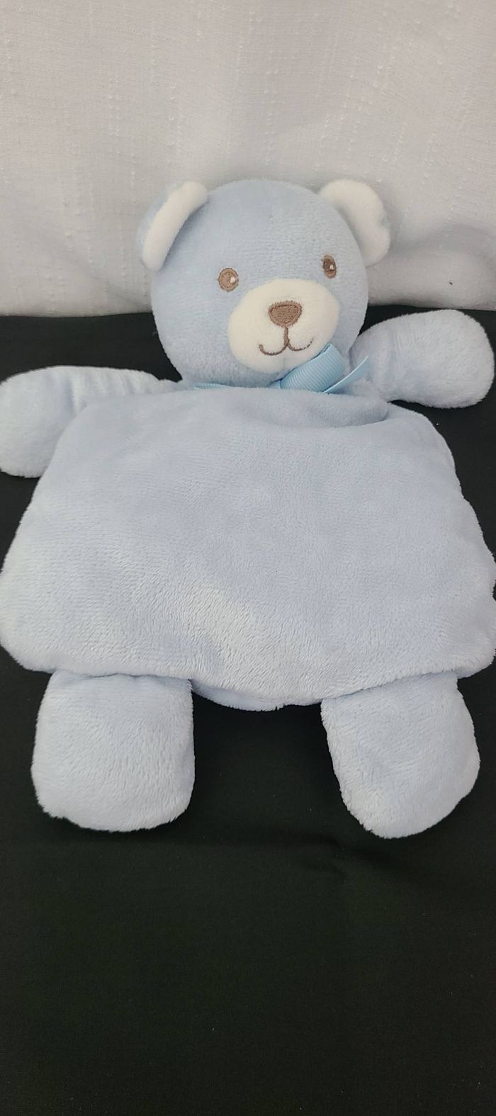 Doudou Ours bleu blanc avec nœud ESPA INTERCOMMERCE - photo numéro 2