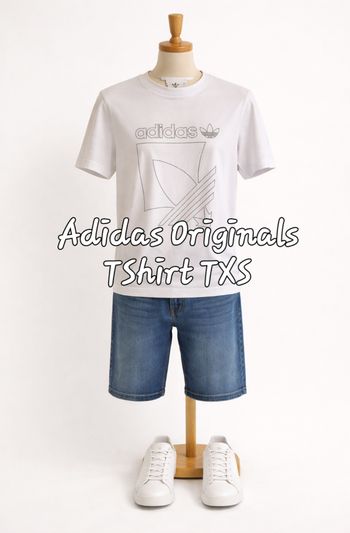 Adidas Originals TShirt TXS-Fond Blanc & Traits Noirs Coupe Regular-100%Coton en TBE