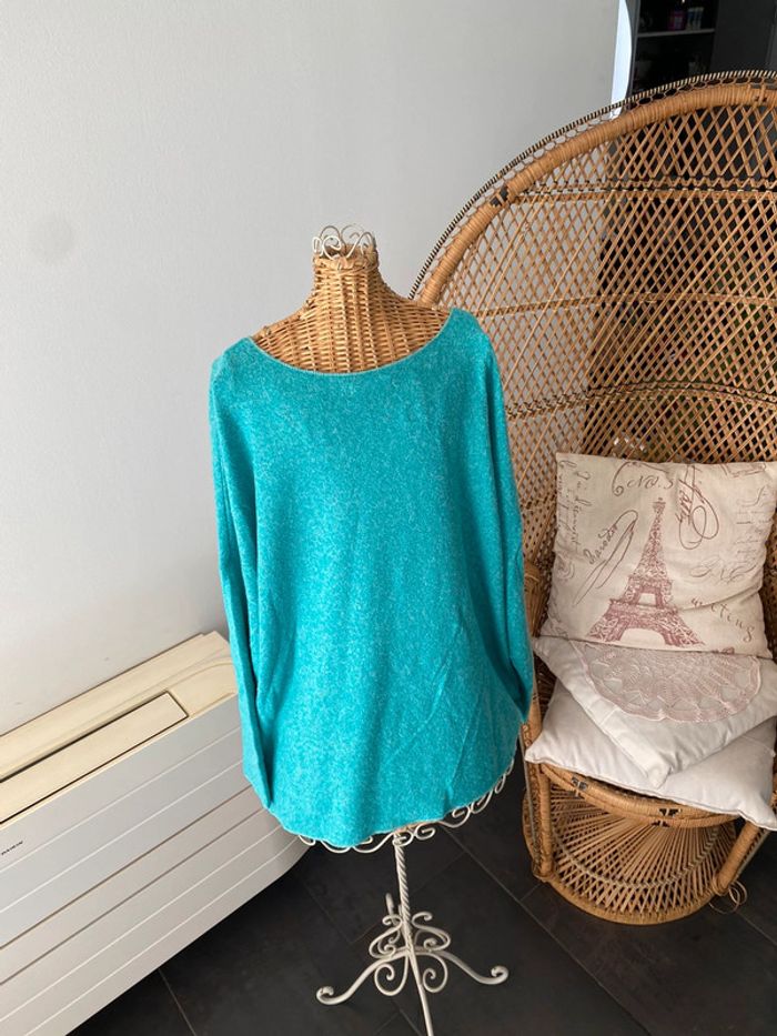 Pull manche longue turquoise Mademoiselle en baskets Ineo Couture taille M/L - photo numéro 10