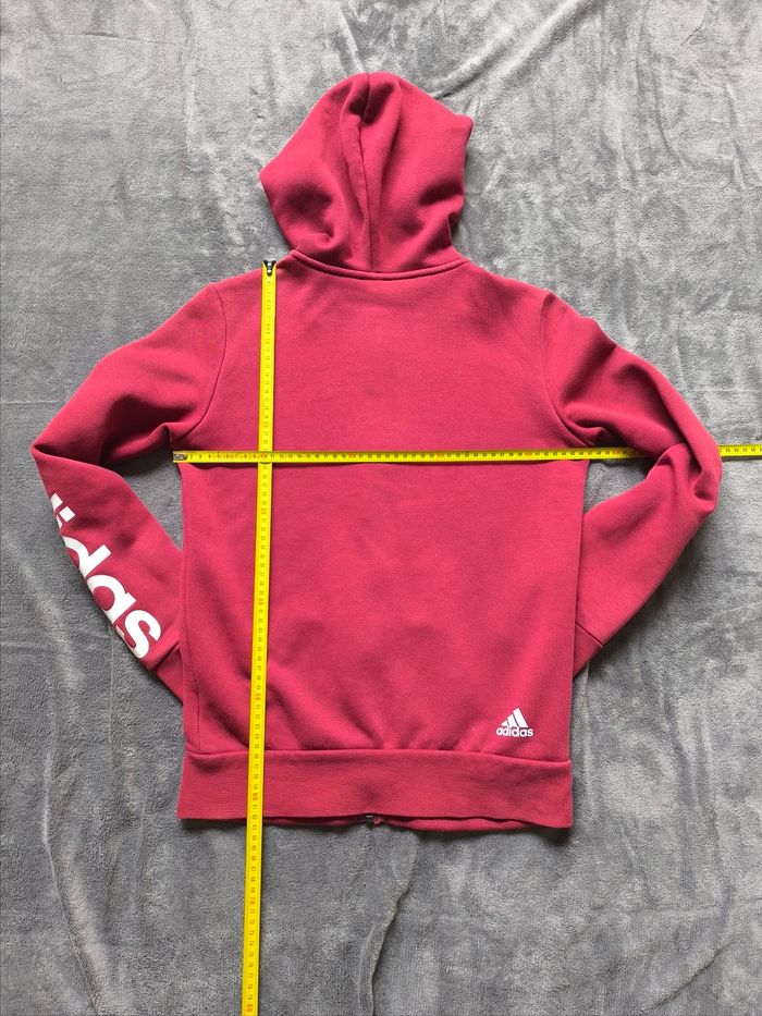 Veste adidas full zip à capuche femme taille S bordeaux rose - photo numéro 3
