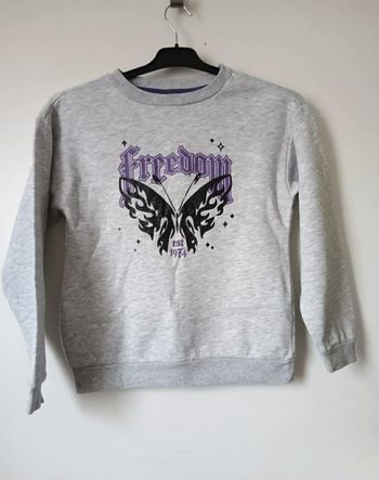 Sweat gris chiné "Freedom" papillon – 9-10 ans