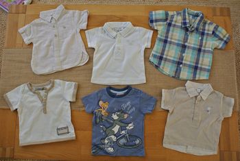 Lot 6 t-shirts/polos/chemises manches courtes dont 1 donné bébé garçon