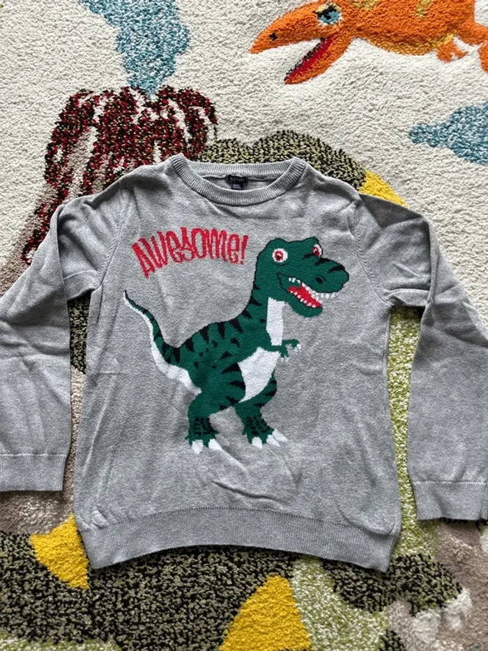 Pull inter-saison dinosaure 8 ans