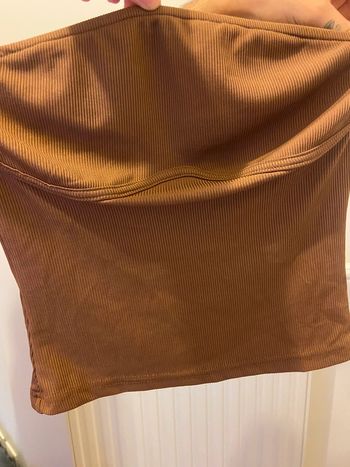 Top bustier côtelé marron