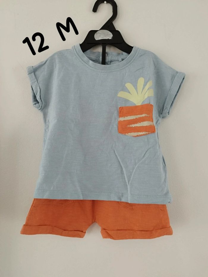 Ensemble tee shirt short bébé garçon 12 mois