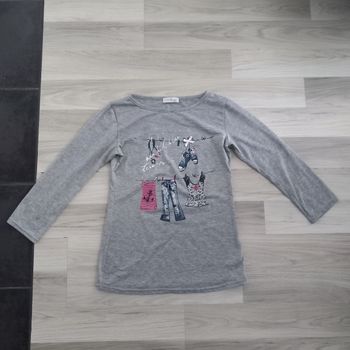 T-shirt femme gris à manches longues à motifs Cache cache taille 38