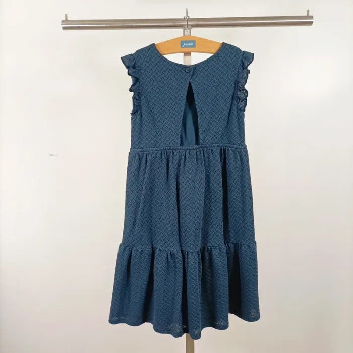 Robe bleue fille 8 ans CMT Collection, sans manches, volantée et texturée A1111 - photo numéro 7