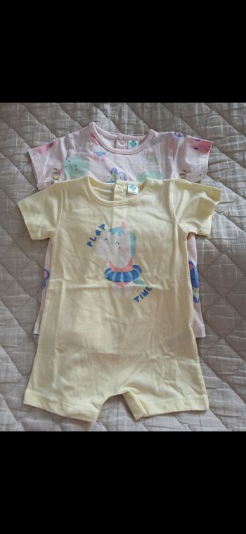 Lot 2 barboteuse combishort tex baby 67 cm 6 mois