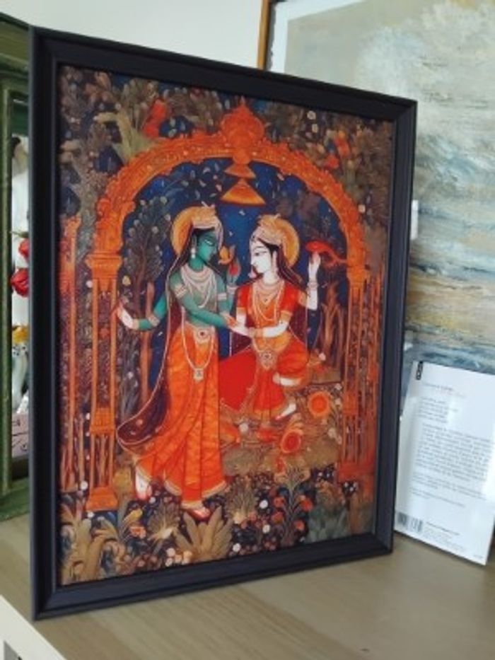 art hindouiste VISHNU / KRISHNA reproduction 30x40 cm encadré - photo numéro 4
