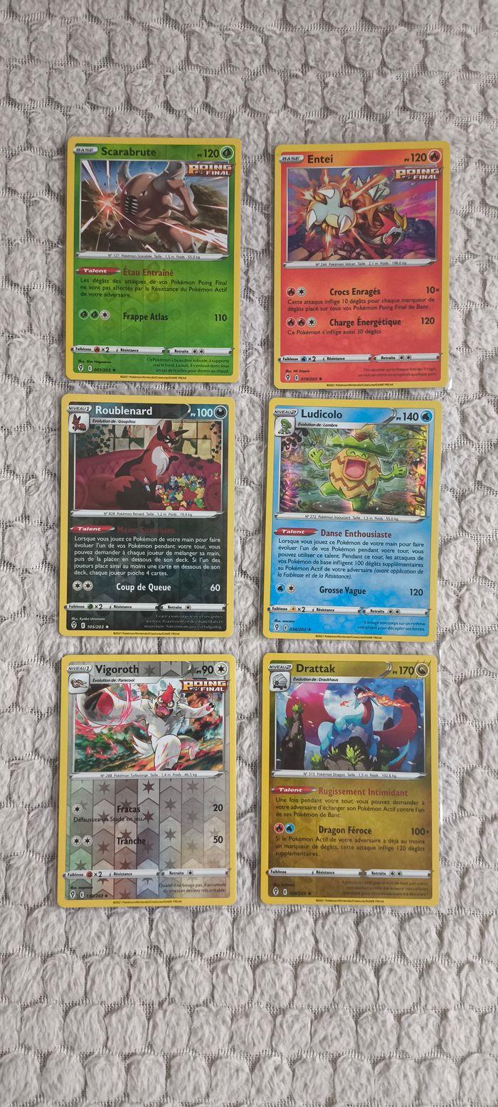 Lot de 6 cartes Pokémon Évolution Céleste - Reverses & Holos