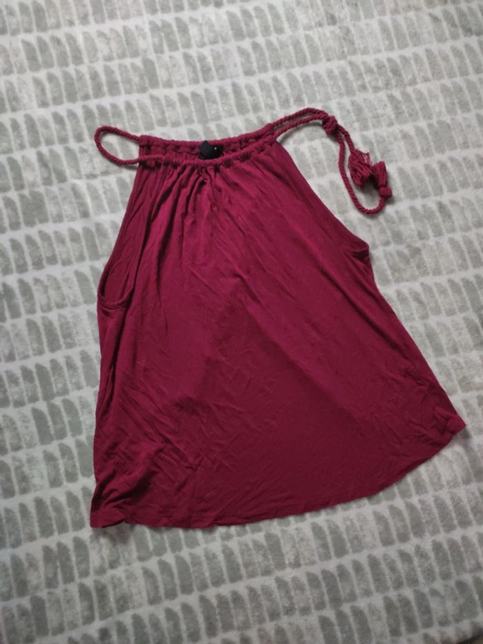 Top débardeur bordeaux Jennyfer taille 34 xs - photo numéro 2