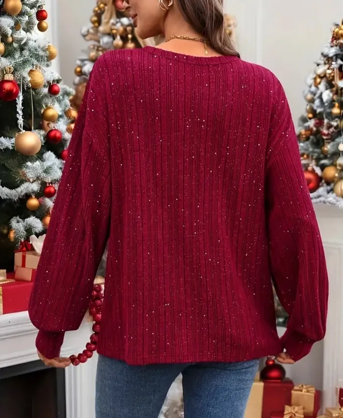 Pull bordeaux brillant, taille S, neuf , idée cadeau - photo numéro 2