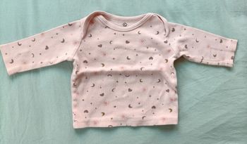 Tee-shirt manches longues fille Oeko-Tex rose soleil lune 62-68 cm