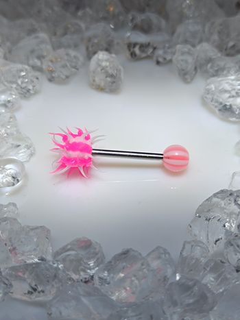 Bijoux pour piercing de langue Acier chirurgical 316L virus silicone plastique rose blanc boule
