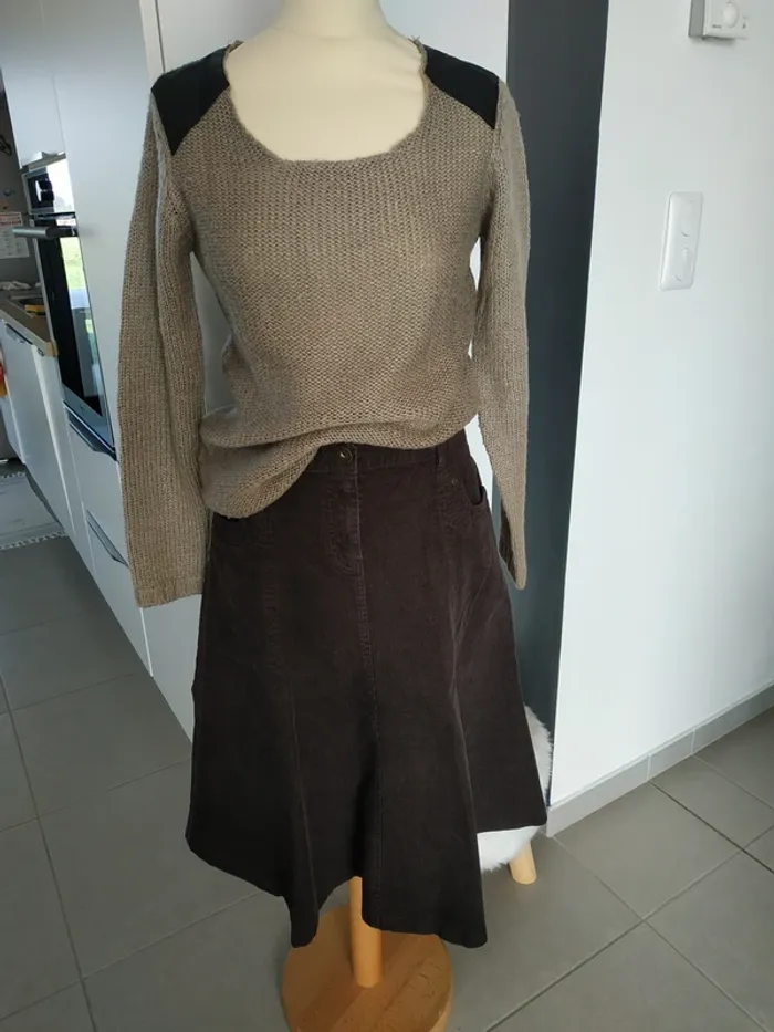 Ancien pull avec détail épaules simili cuir