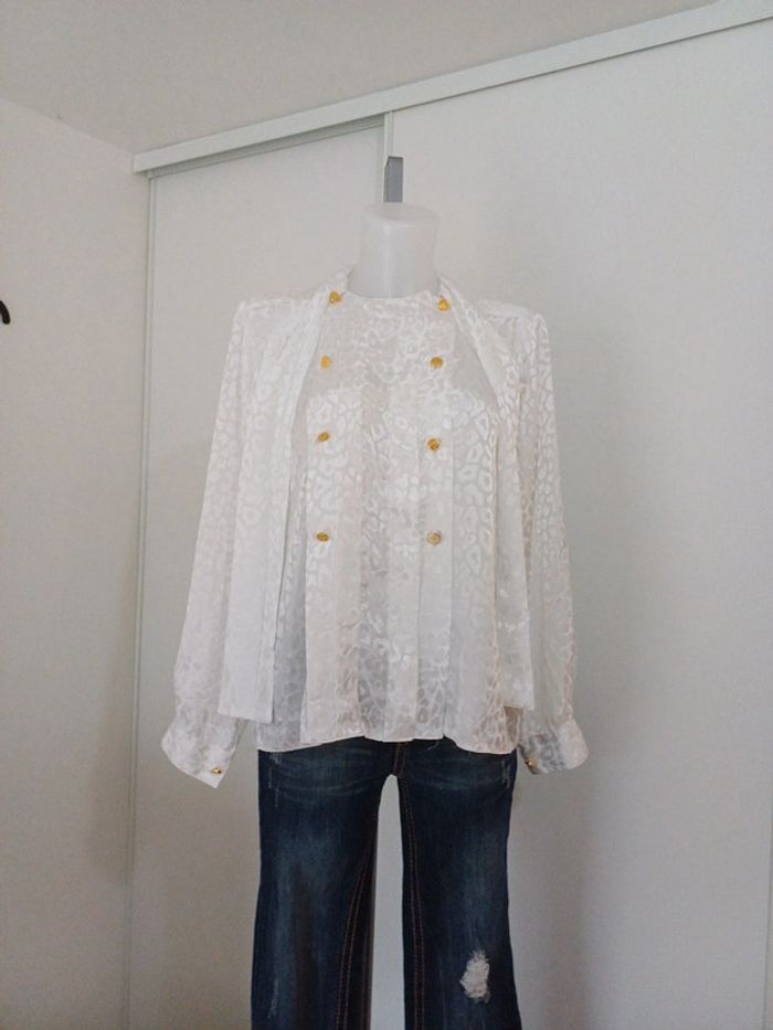 Blouse blanche satiné effet léopard - photo numéro 6