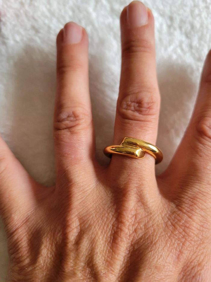 Bague anneau ouvert acier silver - photo numéro 7