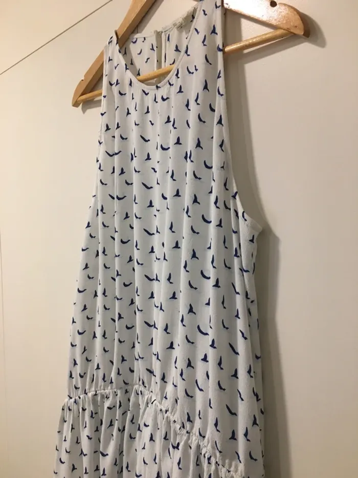 Robe blanche imprimé oiseaux bleus - photo numéro 10