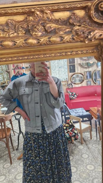 Veste en jean vintage 90s gris métallisée