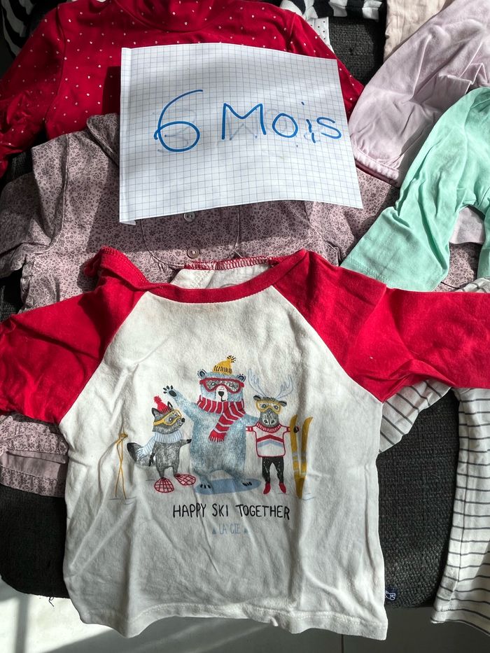 Lot hauts manches longues fille taille 6 mois - photo numéro 2