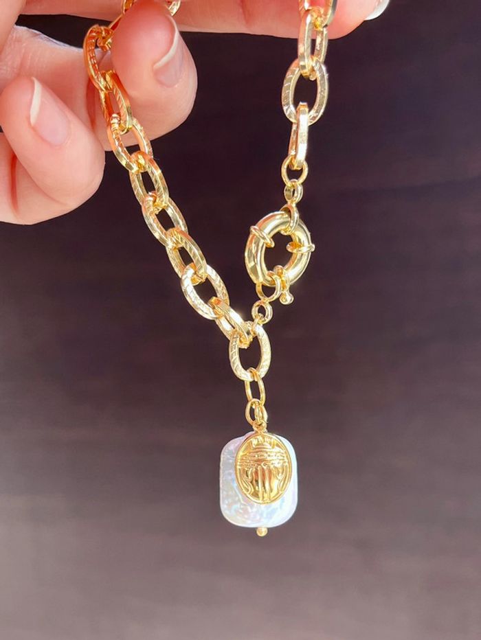 Bracelet talisman perle d’eau douce et amulette scarabée - photo numéro 8
