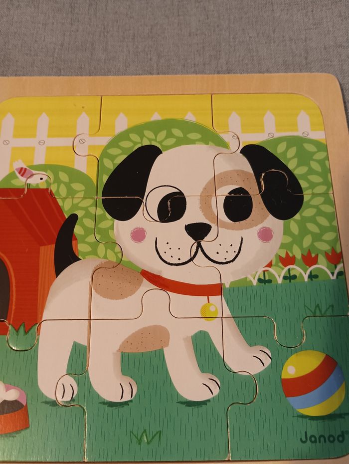 Puzzle chien 9 pièces en bois djeco - photo numéro 2