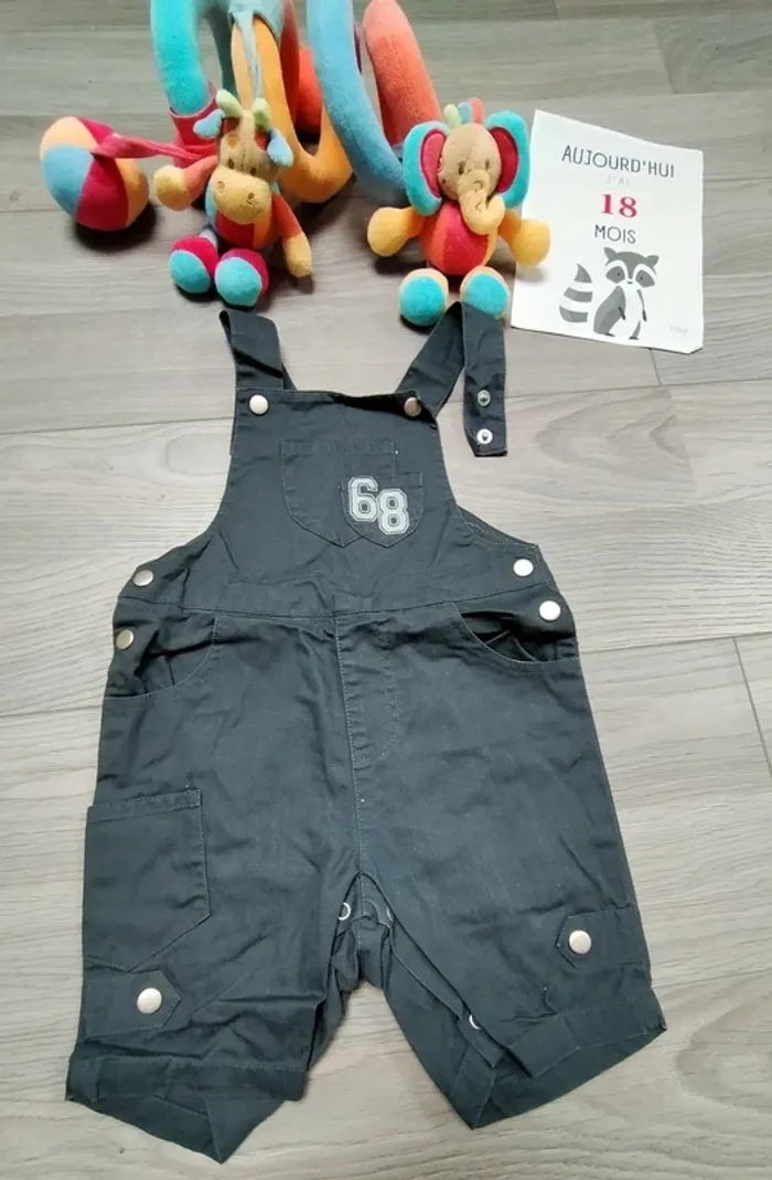 Salopette short gris foncé garçon 18 mois Plus