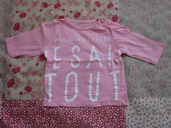 T-Shirt manches longues rose 1 mois