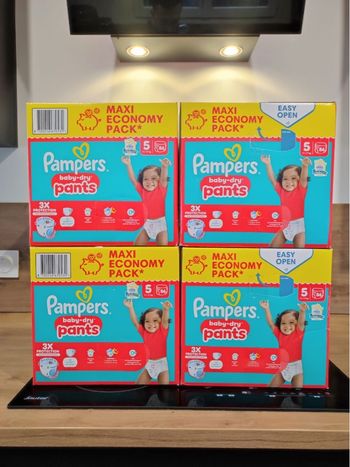 🔹 4 Packs Pampers Baby-Dry Pants Taille 5 Maxi Economy – 344 pants – Neufs scellés