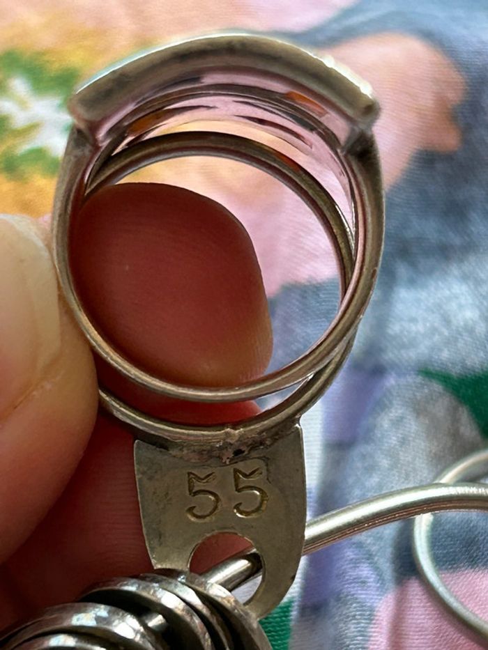 Jolie bague en argent massif avec nacre T. 55 femme TBE - photo numéro 7