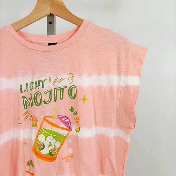 T-shirt tie & dye rose – imprimé Mojito – Taille S A682 - photo numéro 3
