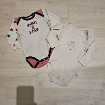 Lot de 2 bodies manches longues 9 mois, mixte
