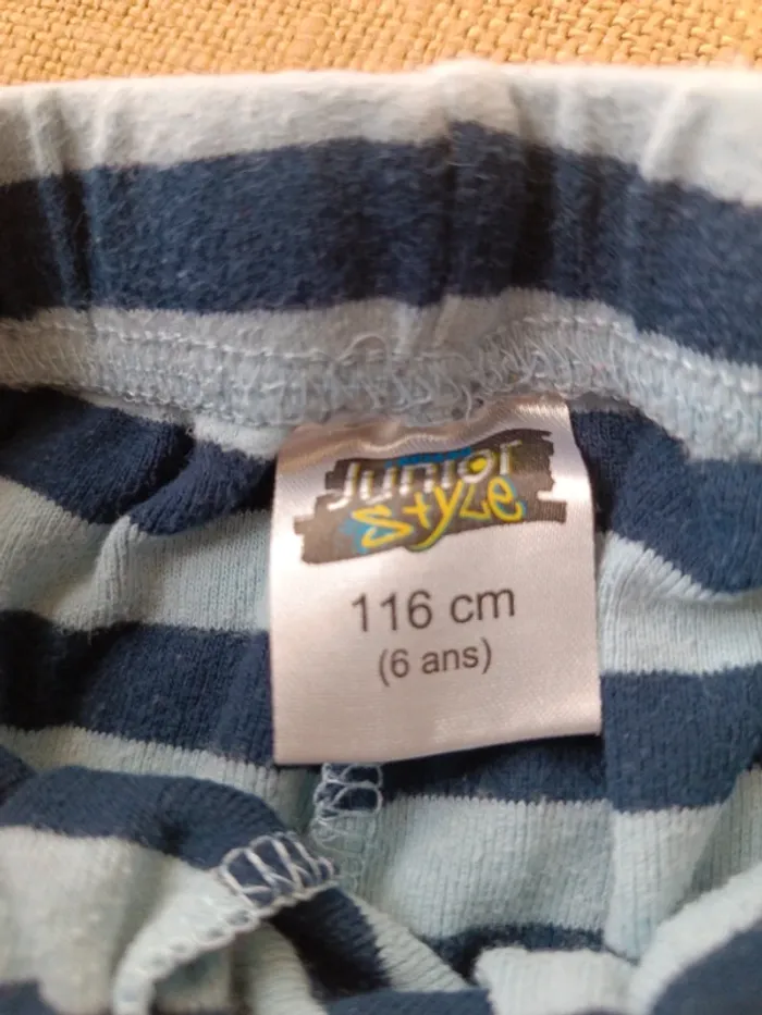 Pantalon de pyjama rayé marine-ciel 6A - photo numéro 3