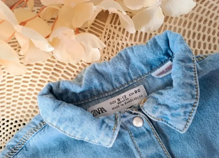 Chemise en jeans, taille 9-12 mois, marque zara - photo numéro 2