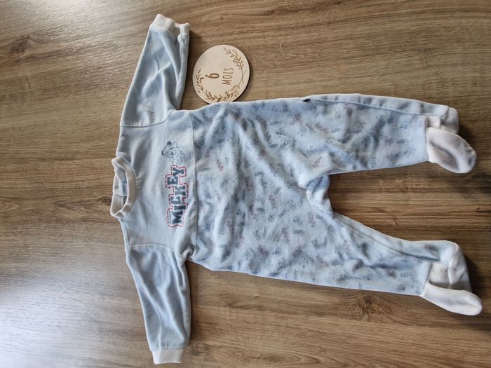 Pyjama/Dors-bien velours bleu clair Mickey Disney - 6 mois