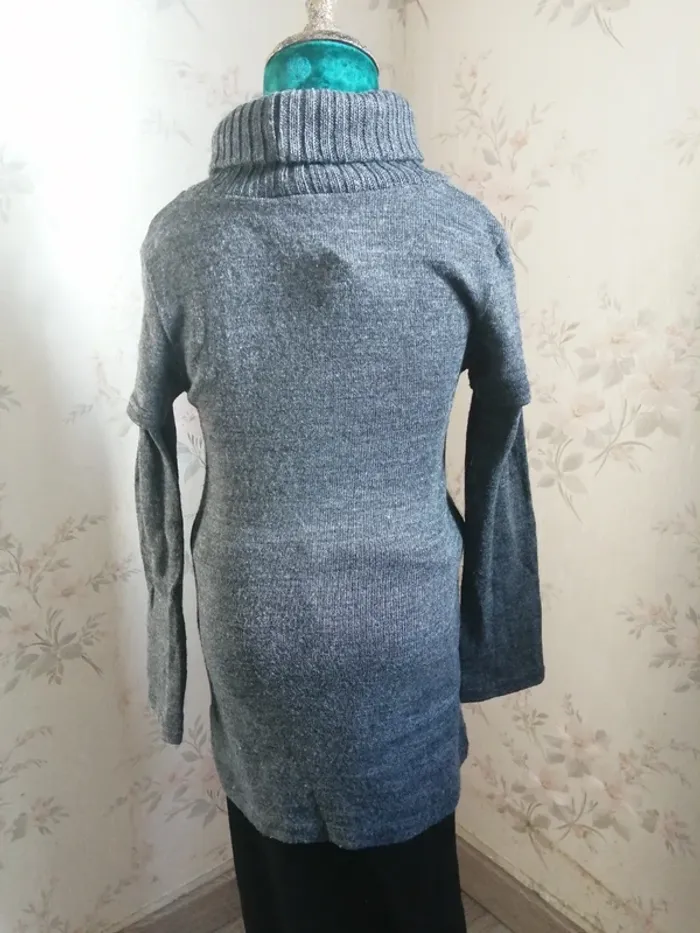 Pull tunique gris avec col montant et imprimé tête de chat / fpc / (8ans) - photo numéro 7