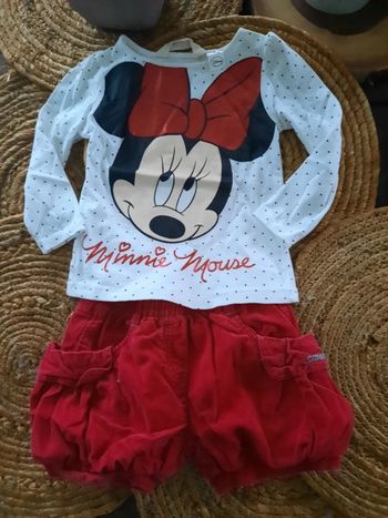 Ensemble short velours Catimini et t-shirt manches longues Minnie H&M